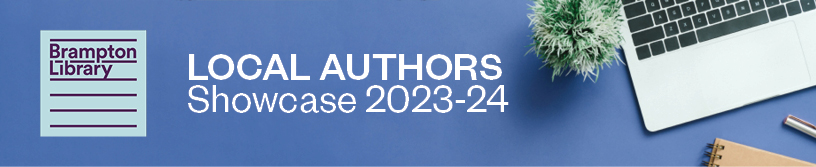Local Authors Showcase 2023 - 24 banner with partial image of laptop, notebook and pen on a desk surface.